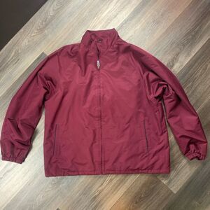 PGA Tour Jacket Mens L Burgundy Full Zip Wind Water Resistant Long Sleeve Golf